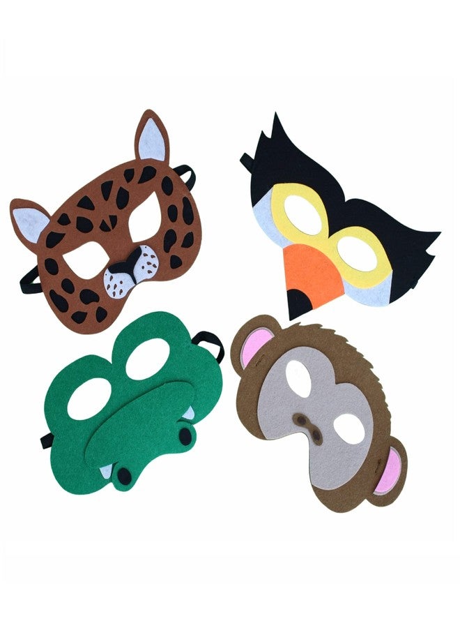 Pooka Wild Animals Felt Masks (Set of 4) | Forest Animals Felt Masks | Safari Animals Felt Masks | Toucan Cheetah Monkey Alligator Mask - Image 1